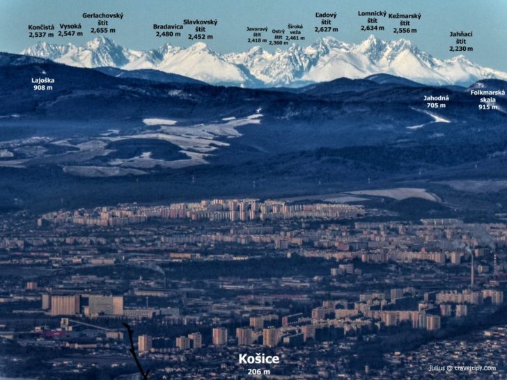 Vysoké Tatry a Košice z vrchu Bradlo, Košický kraj, Slovensko